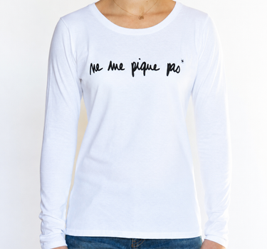 T-shirt manches longues blanc Femme - Ne me pique pas