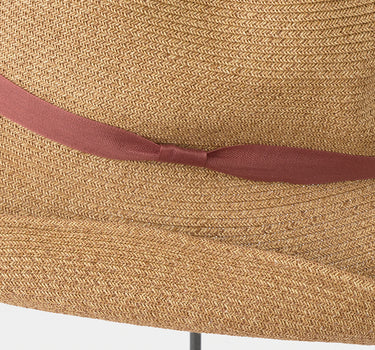 Chapeau 101 naturel & ruban  rouge pale