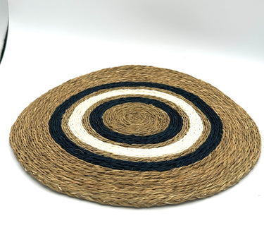 Set de table rond Marina - Naturel, noir et blanc