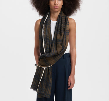 Tweed Check Scarf - Charcoal