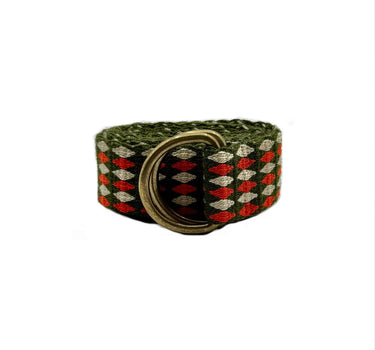 Ceinture vert /losange orange et beige