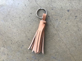 Porte clé Pompom en cuir Naturel