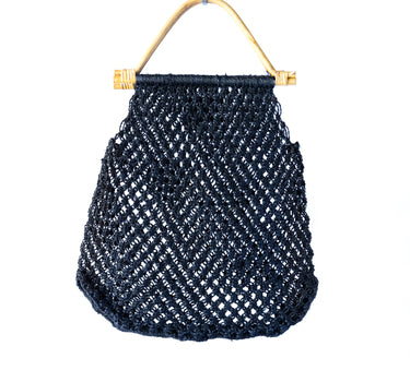 CANE MACRAME BAG BLACK