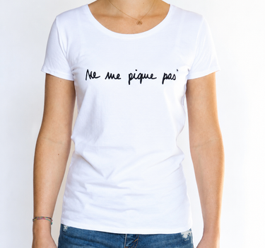 T-shirt manches courtes blanc Femme - Ne me pique pas