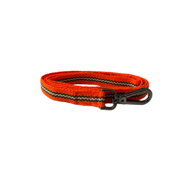 laisse fine orange fluo rayure verte