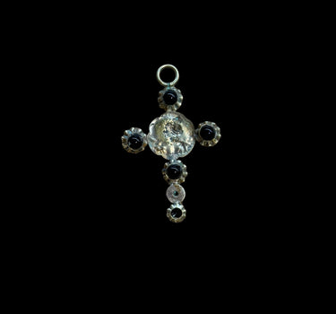 Croix double argent /onyx