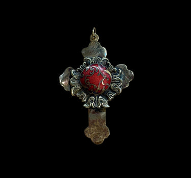 Croix émail rouge