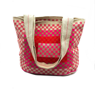 Shopping bag L - rouge et rose