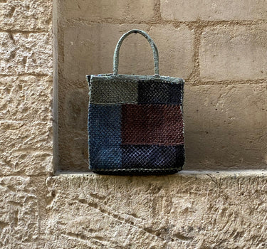 Sac Jute macramé Patchwork black
