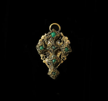 Croix Rosace en Pierre verte