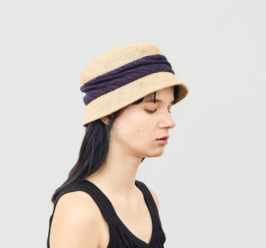 Chapeau MJT jute et ruban Bleu marine