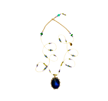 Collier court Labradorite Blue Fire