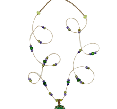 Collier Long Strawberry quartz green