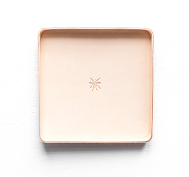 Natural leather valet tray - Square