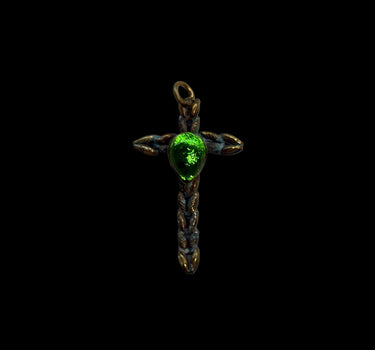 Croix épi de blé & pierre verte