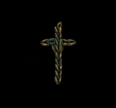 Croix épi de blé & pierre verte
