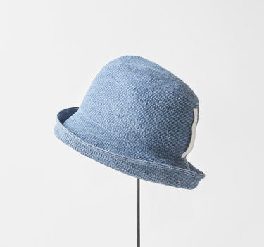 Chapeau lin bleu délavé