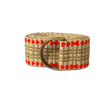 Ceinture fringes - Orange fluo et beige