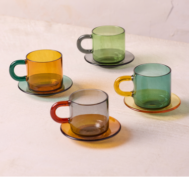 Tasse à expresso Niko avec sous tasse, Lot de 4