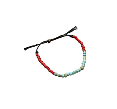 Bracelet perles turquoise et rouge