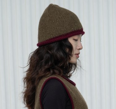 Bonnet tricoté main vert