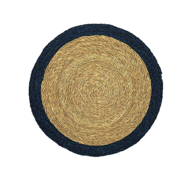 Set de table rond - Naturel et bleu marine