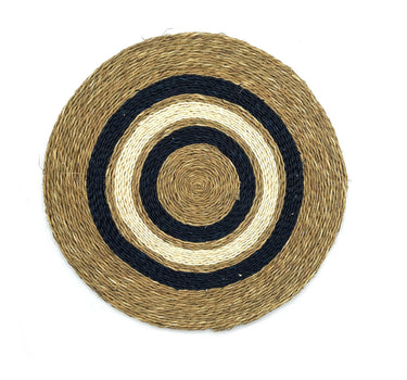 Set de table rond Marina - Naturel, noir et blanc