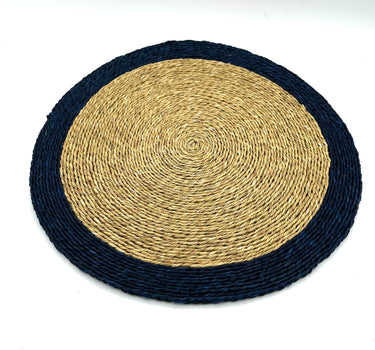 Set de table rond - Naturel et bleu marine