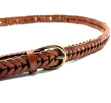 Ceinture tressée en cuir Naturel - 2 cm