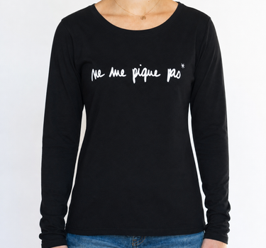 T-shirt manches longues noir Femme - Ne me pique pas