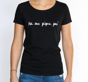 T-shirt manches courtes noir Femme - Ne me pique pas