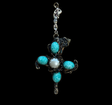 Croix turquoise & perle