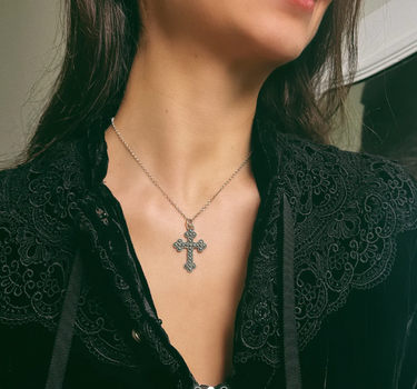 Croix Nina argent bruni + Chaine Mamichoute