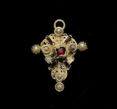 Croix Ornement rouge et violet
