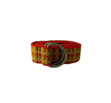 Ceinture motifs tartan ocre-orange