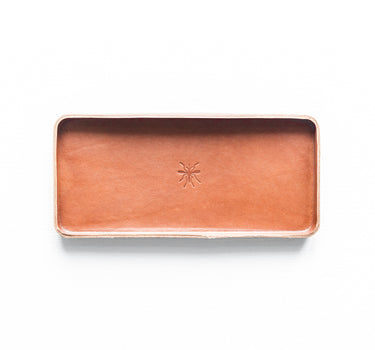 Chocolate leather valet tray - Rectangular