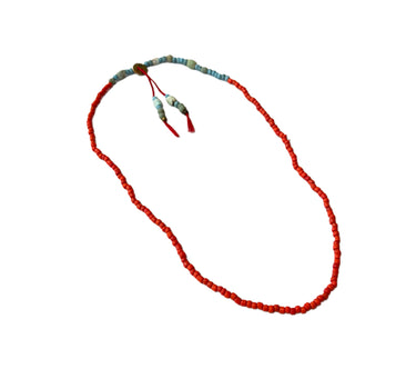 Collier de perles turquoise et rouge