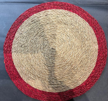 Set de table rond - Naturel et rouge
