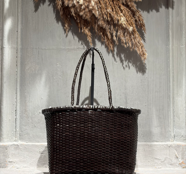 Sac B Weave Basket small dark brown