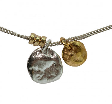 COLLIER MOON DOUBLE ARGENT /PLAQUE OR