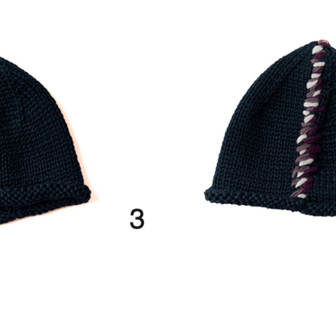 Bonnet  surpiqure laine aubergine/mauve