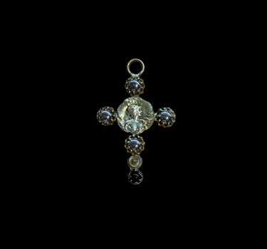 Croix double argent /onyx