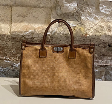 Sac Glamour Straw BRW LEATHER - Brown tea